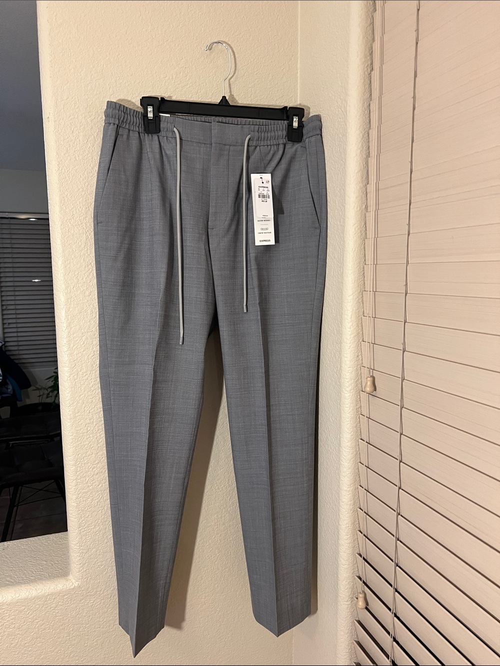 Express Men's Light Gray Drawstring Dress Pants